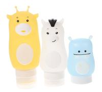Didiseaon Kit da 3 Bottiglie da Viaggio in Silicone Leggero da 50ml e 70ml Design a Coniglio, Cane Shiba e Orso, per Shampoo e Bagnoschiuma Durante i Viaggi Stili multipli