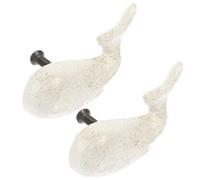 Didiseaon Maniglie per Mobili in Ghisa Bianco Tema Balena, Set 2 Pezzi, Manopole per Cassetti e Armadi, Maniglia Resistente Antiruggine per Cameretta e Arredamento Casa