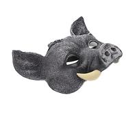 Didiseaon Maschera Animale Cinghiale PU Nero per Halloween e Cosplay Maschera da Mascherata con Zanne Accessorio Originale per e Party Horror