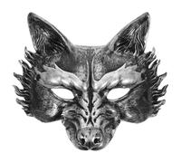 Didiseaon Maschera da Volpe 3d in Schiuma Pu Leggera Nera, Maschera Spaventosa Mezza Faccia per Uomini, Costume da Lupo per Feste di Halloween e Carnevale