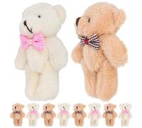 Didiseaon Mini Orsacchiotti di Peluche 8 CM con Fiocco a Quadri Set da 10 Pezzi Decorazioni Portachiavi e Accessori Moda per Borse Piccoli Orsetti Appesi Morbidi e Portatili per Uso