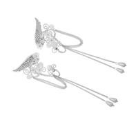 Didiseaon Orecchini Clip Nappe e Fiori Design Ispirato Folletti Motivi a Piume Pendenti Lunghi Per Cosplay Costumi Da Folletto Matrimoni e Feste