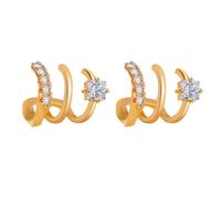 Didiseaon Orecchini Clip Non Perforanti 2 Pezzi in Rame Color Oro Zirconi Scintillanti Stile Semplice per Serate Romantiche e Occasioni Eleganti