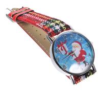 Didiseaon Orologio da Donna per Natale Cinturino in Pelle Rosso e Quadrante Facile da Leggere Numeri Grandi Design Babbo Natale in Vetro alla Moda