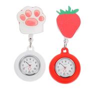 Didiseaon Orologio da Tasca per Infermieri Donna Clip Design Fragola in Silicone e Vetro, 2 Pezzi, Alimentazione a Batteria, per Chi Lavora nel Settore Sanitario