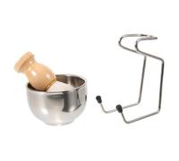 Didiseaon Pennello Da Barba Set Per Uomo Con Ciotola Per Supporto Accessorio Di Rasatura Per Barbiere e Uso Domestico in Lega Di Ferro Legno e Nylon