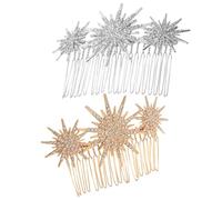 Didiseaon Pettini Laterali per Chioma Strass 2 Pezzi Accessori da Sposa in Metallo Dorato e Argento Pettine Decorativo per Acconciature Raccolte e Uso Quotidiano per Donne e Ragazze