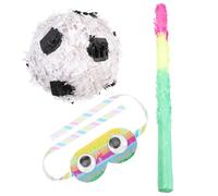 Didiseaon Pinata a Forma di Pallone da Calcio in Carta per Feste di Compleanno, Set con Bastone e Benda, Giocattolo Divertente per Creare Atmosfera Gioiosa