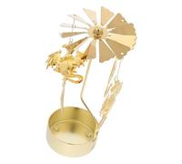Didiseaon Portacandele Supporto per Tealight Rotante in Acciaio Inossidabile a Forma di Carosello Effetto Giratorio Ipnotico, Decorazione Elegante Oro per Casa e Natale