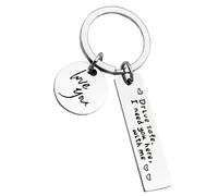 Didiseaon Portachiavi Chic Ciondolo in Acciaio Inciso Drive Safe ti Voglio Qui con Me Portachiavi Decorativo Leggero e Resistente Accessorio Regalo per Coppie e Famiglia