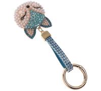 Didiseaon Portachiavi Volpe in Metallo Perla Imitazione Blu, Decorativo e Facile da Appendere a Borse o Chiavi, Regalo per Anniversario o Festa degli Innamorati