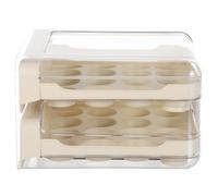 Didiseaon Portauova per Frigorifero 32 Scomparti in Plastica Coperchio Trasparente Organizer Impilabile Base Antiscivolo per Conservazione Sicura e Separazione Odori per Cucina e