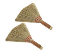 Didiseaon Scopa a Mano Portatile Intrecciata a Mano in Paglia di Riso Rossa Set da 2 Pezzi Spazzola da Tavolo Compatta per Pulizia Polvere in Cucina Ufficio e Auto Manico Ergonomico per