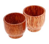 Didiseaon Set 2 Pezzi Bicchieri Piccoli in Legno Intagliato a Mano Bordi Lisci, Tazze da Tè Rotonde dallo Stile Elegante per Uso Quotidiano e Regalo a Fratello o Padre