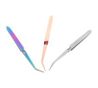 Didiseaon Set 3 Pinzette per Modellare Unghie Finte in Acciaio Inox Clip per Manicure Curva a C per Gel UV e Strass Strumenti Ergonomici per Nail Art e Decorazioni Professionali