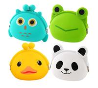 Didiseaon Set 4 Pezzi Portamonete Cartoon in Silicone Per Ragazzo Ragazza Custodia Portaoggetti Sacchetto Monete Porta Auricolari Facile Da Trasportare Regalo Educativo