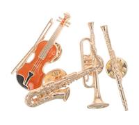 Didiseaon Set 4 Spille Metalliche a Tema Musicale Chitarra Acustica, Sassofono Jazz e Flauto, Spilla da Bavero Vintage in Metallo Resistente, Accessori Leggeri per Abbigliamento e Regali