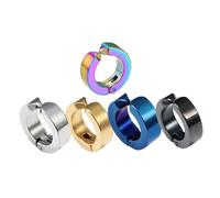 Didiseaon Set 5 Orecchini da Uomo Clip in Acciaio Inox 13mm, Gioielli alla Moda Colorati senza Foro per Feste e Uso Quotidiano, Decorazioni Auricolari Punk Hip Hop Colore Casuale