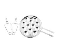 Didiseaon Set 5 Pezzi Piastra in Acciaio Inox per Lumache con Clip e Morsetto, Teglia da Forno Antiscivolo per Cucina Domestica e Ristorante, Utensili Cucina per Portata e Servizio Lumache