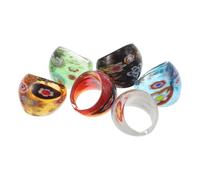 Didiseaon Set 6 Anelli in Vetro Spesso da Donna, Anelli Etnici Colorati Stile Bohémien, Gioielli Artistici per Feste e Uso Quotidiano, Diametro 17-19 Mm, Accessori Moda Stagionali