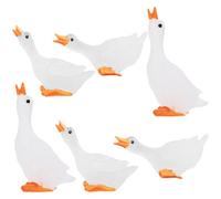 Didiseaon Set 6 Mini Statue di Cigno Luminoso in Resina, Decorazioni da Giardino e Micro Paesaggio, Ornamenti Notturni a Forma di Mini Animali per Casa e Bonsai