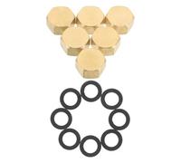 Didiseaon Set 6 Tappi Terminali in Ottone 3/8 con Guarnizione in Gomma Dadi Ciechi Esagonali per Tubo di Rame Raccordi Idraulici per Impianti di Irrigazione Lavatrici e Valvole Radiatore