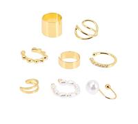 Didiseaon Set 8 Pezzi Ear Cuff e Fake Nose Rings Donna in Lega Oro, Non Penetranti e Versatili, per Feste di Natale e Party Danzanti