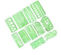 Didiseaon Set di 11 Pezzi di Modelli di Disegno Geometrici in Plastica Verde, Strumenti Pratici per Misurazione e Disegno Diy, Adatti per Architetti e Uso Scolastico