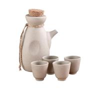Didiseaon Set di Bicchieri per Sakè in Ceramica 1 Bottiglia 300ml 4 Tazze 50ml Stile Giapponese per Casa e Ristorante, Portabottiglie Elegante e Funzionale per Servire Liquori e Vino