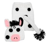 Didiseaon Set Ragazzo Ragazza per Fotografia Cappello e Pantaloni All’Uncinetto a Tema Mucca Bianca Abbigliamento per Foto e Oggetti di Scena per Servizi Fotografici Ragazzo Ragazza per