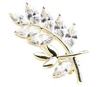 Didiseaon Spilla a Foglia Dorata Zirconi Cubici Spilla per Bouquet e Cappelli Gioielli per Donna per Matrimoni Feste e Cerimonie Decorazione Elegante per Abiti