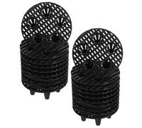 Didiseaon Supporto Rotondo per Vasi da Fiori in Plastica Nera, 24 Pezzi, Resistente alle Crepe e Ventilato, per Giardinaggio Indoor e Piante Grasse