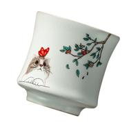 Didiseaon Tazza da Tè in Ceramica Bianca da 105ml Aspetto Retrò Elegante per Bevande Calde e Fredde, per Intrattenere Famiglia o Ospiti Design Naturale e Raffinato