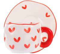 Didiseaon Tazzina da Caffè in Ceramica, Tazza Latte Dipinta a Mano, Forma Irregolare, Lavabile in Lavastoviglie, per Uso Quotidiano e San Valentino