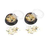 Didiseaon Unghie Finte in Metallo Con Ciondoli A Forma Di Foglia Decorazione Per Nail Art Da Ragazza Accessorio Per Manicure 2 Scatole Foglia Squisita Lucida