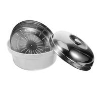 Didiseaon Vaporiera per Microonde in Acciaio Inox Maniglie, Ciotola per Cuociriso e Panini al Vapore, Pratica Vaporiera Compatta per Cucina e Cottura a Vapore di Verdure e Riso