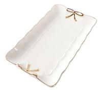Didiseaon Vassoio in Bianco e Bordi Dorati Porta Versatile per Cucina e Piano di Lavoro