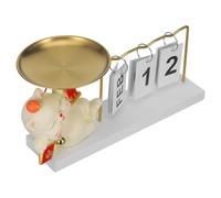 Didiseaon Vassoio Porta Snack con Design Gatto della Fortuna e Calendario in Resina Elegante Piatto Porta Gioielli per Ingresso Soggiorno e Camera da Letto Decorazione Funzionale e Raffinata