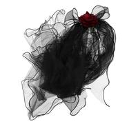 Didiseaon Velo Da Sposa Nero Per Halloween Copricapo Velo Fantasma Decorato Rosse Accessori Per Travestimenti e Cosplay Gotico Retrò Per Feste Mascherate