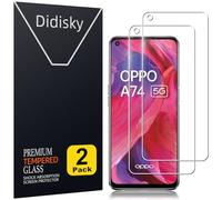 Didisky 2 Pezzi Pellicola Protettiva in Vetro Temperato per Oppo A74 5G, HD Vetro Temperato Membrana, Durezza 9H, Anti-Graffio, Facile Installare