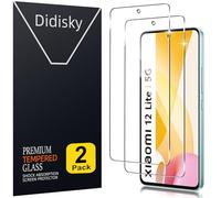 Didisky 2 Pezzi Pellicola Protettiva in Vetro Temperato per Xiaomi 12 Lite 5G 6.55'' (Non per Xiaomi 12,12C,12T,12X) Protezione Schermo [Tocco Morbido ] Facile da Pulire, Trasparente