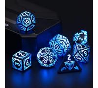 Didro DND ricaricabile con scatola di ricarica, 7 pezzi LED Dice, Dungeons and Dragons, set di dadi poliedrici per tabletop, giochi ZHOORQI D and D (Blue Light Up Dice)