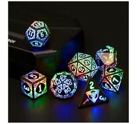 Didro DND ricaricabile con scatola di ricarica, 7 pezzi LED Dice, Dungeons and Dragons, set di dadi poliedrici per Tablet op Giochi ZHOORQI D and D (Colored Light Up Dice)