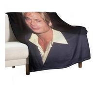 DIDUOMAN Coperta in pile di flanella super morbida e calda con stampa di Brad Pitt, attore famoso americano, per tutte le stagioni, per letto, divano, 101,6 x 127 cm