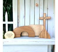 Didyts Decorazione Pasquale in Legno, Statua Puzzle della Croce di Gesù, Display del Sepolcro Vuoto, Decorazione per la Casa Cristiana per Pasqua