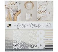Die Cuts with a View Card Stock, oro e bianco Premium stampato cartoncino Stack-30,5 x 30,5 cm, fogli di artigianato olografico stampato su entrambi i lati, cartoncino per artigianato cartoncino per