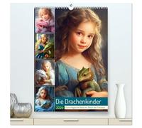 Die Drachenkinder. Eine magische Reise ins Reich der Fantasie (hochwertiger Premium Wandkalender 2026 DIN A2 hoch), Kunstdruck in Hochglanz: Niedliche ... und ihre liebenswerten Drachenbegleiter