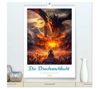 Die Drachenschlacht (hochwertiger Premium Wandkalender 2026 DIN A2 hoch), Kunstdruck in Hochglanz: Eine Bilder Geschichte über Ritter, Drachen und die große Liebe.