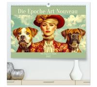 Die Epoche Art Nouveau - Mit eleganter Mode (hochwertiger Premium Wandkalender 2027 DIN A2 quer), Kunstdruck in Hochglanz: Charmante Frauenportraits im Art Nouveau Stil