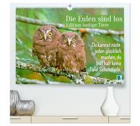 Die Eulen sind los: Edition lustige Tiere (hochwertiger Premium Wandkalender 2026 DIN A2 quer), Kunstdruck in Hochglanz: Spaß mit Eule, Uhu und Kauz und mit flotten Sprüchen und viel Humor